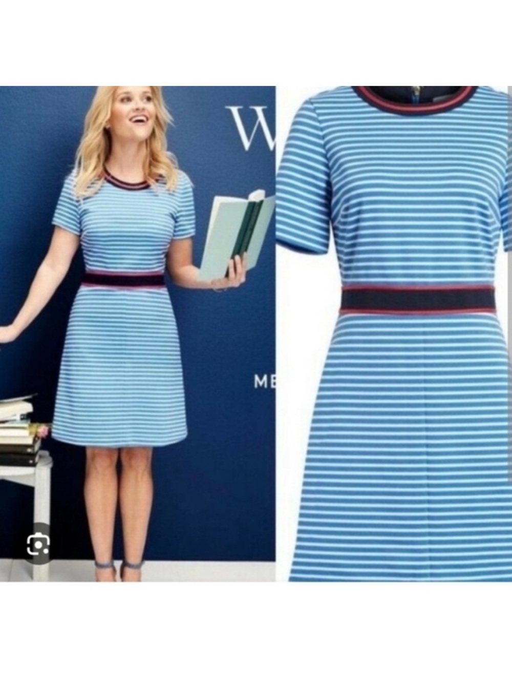 Draper James Persley Dress Aqua Stripe Nautical XS